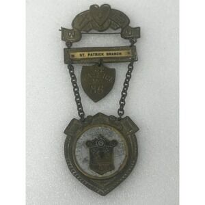 Antique Brass Medal Badge - WCU Western Catholic Union 6" - Religious‎